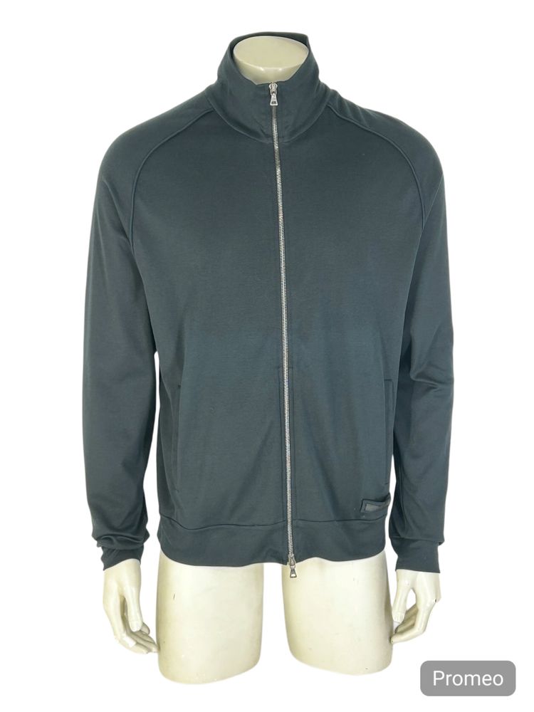 PRADA BLACK JERSEY ZIP UP CARDIGAN
