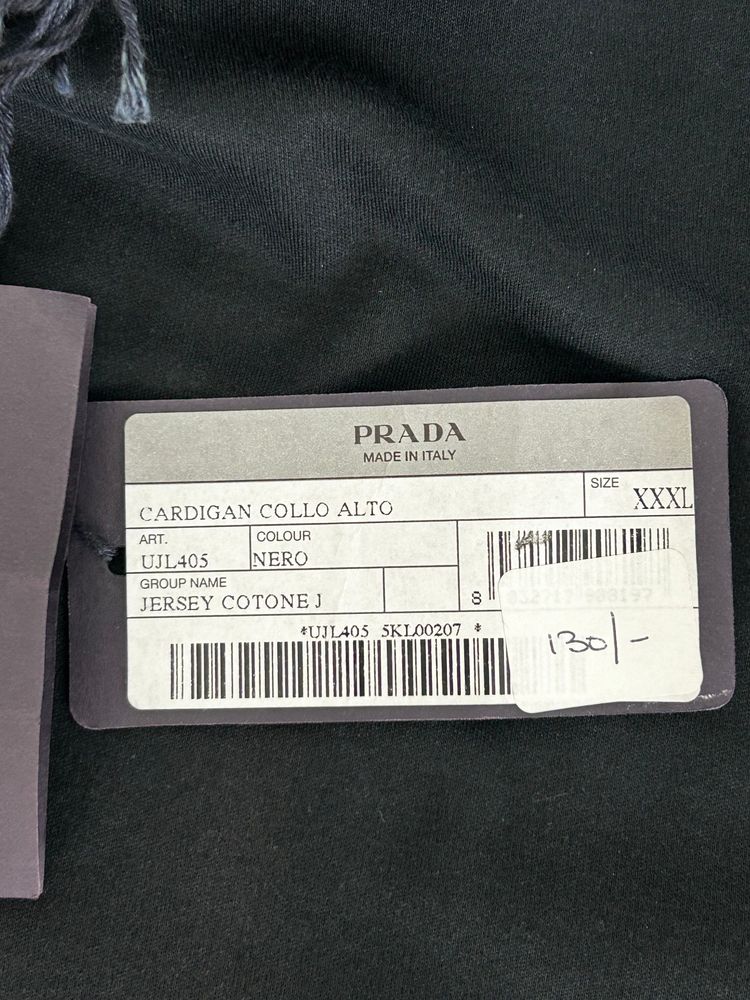 PRADA BLACK JERSEY ZIP UP CARDIGAN 6