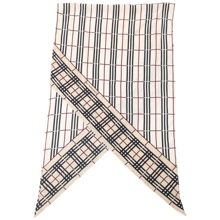 Vintage 2000s Burberry Nova Check Silk Scarf