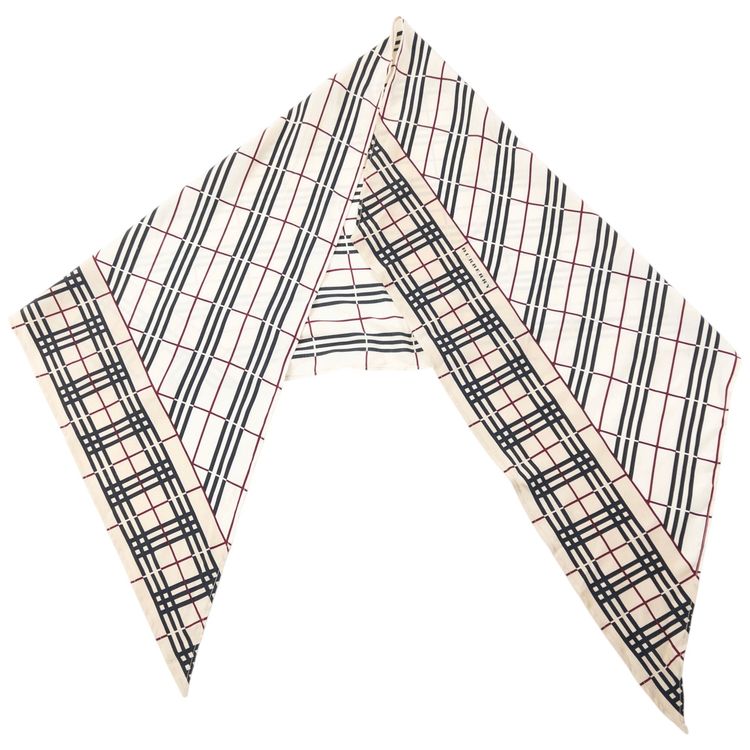 Vintage 2000s Burberry Nova Check Silk Scarf 4