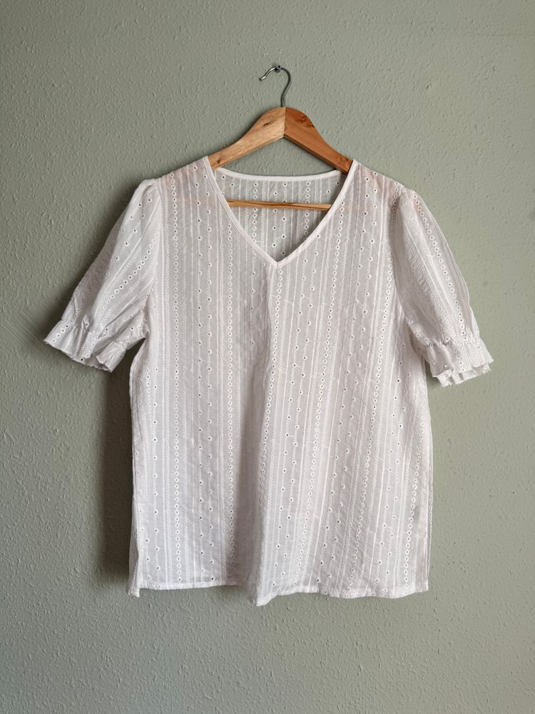 Other White Eyelet Short Sleeve Blouse product image