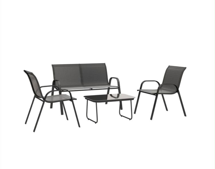 Set Sallotino da giardino Outdoor Seating Set With Two Chairs, One Bench, And Table product image