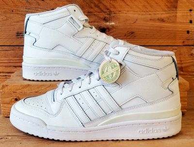 Adidas Forum Mid Leather Trainers UK7.5/US8/EU41 FY4975 Triple White