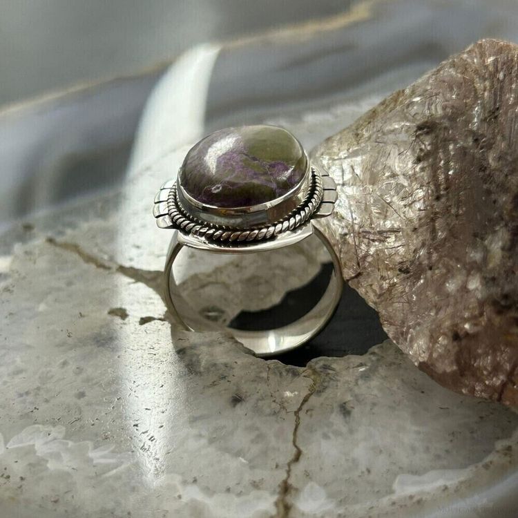 Silver Ring With Purple And Green Stone image 3