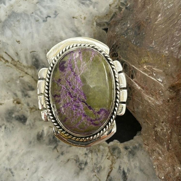 Silver Ring With Purple And Green Stone image 2