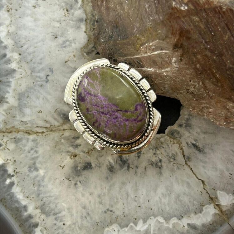 Silver Ring With Purple And Green Stone image 4