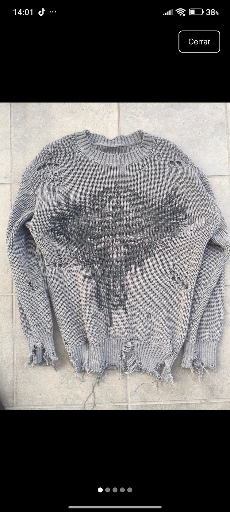 Other Grey Distressed Sweater With Graphic Print product image
