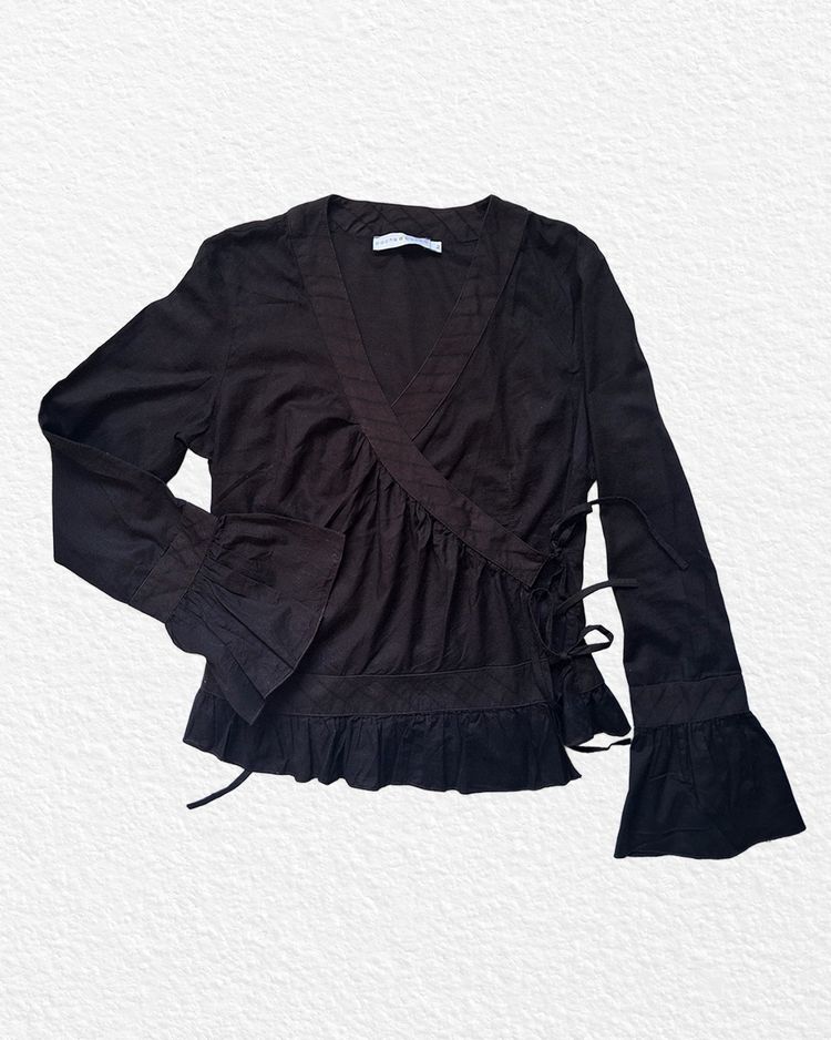 Black Wrap Blouse S-M