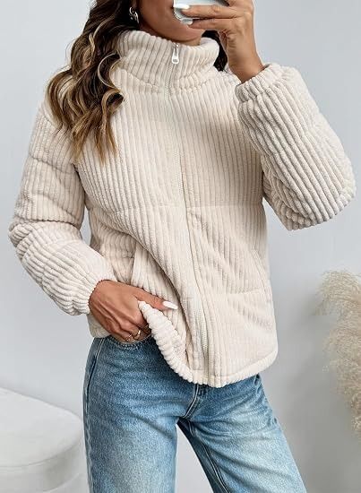Beige Corduroy Puffer Jacket image 3