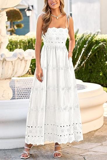 White Eyelet Maxi Dress obraz 2