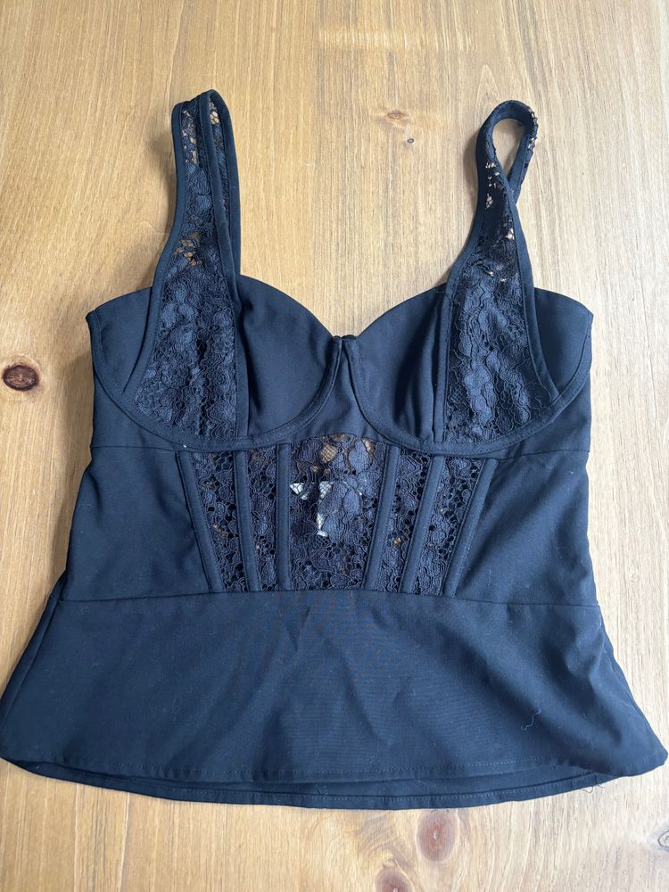 Black Lace Detailed Corset Top