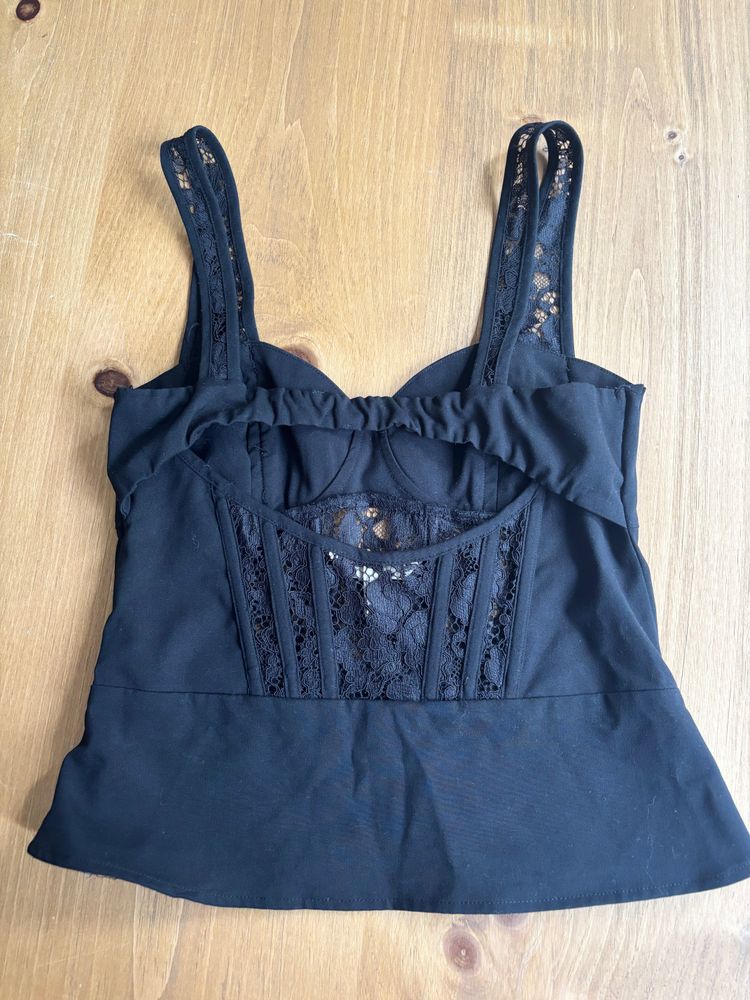 Black Lace Detailed Corset Top image 2