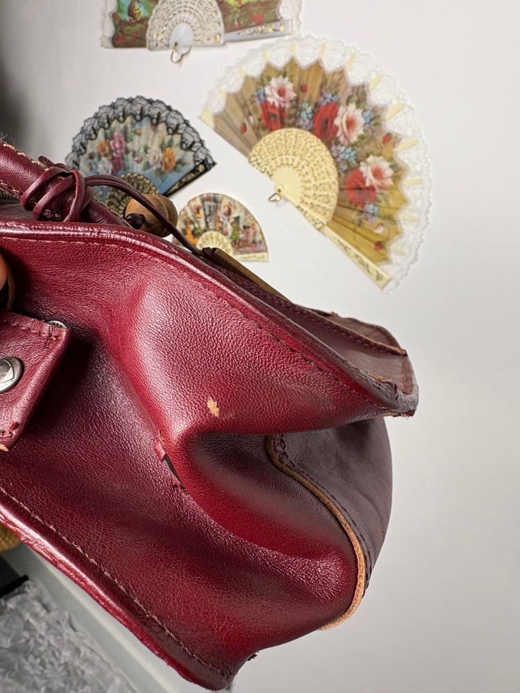 Vintage 90s/00s Burgundy Leather Handbag 7