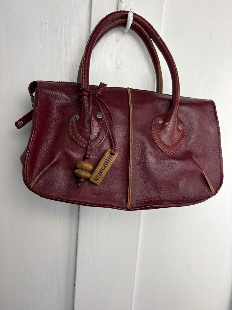 Vintage 90s/00s Burgundy Leather Handbag 2