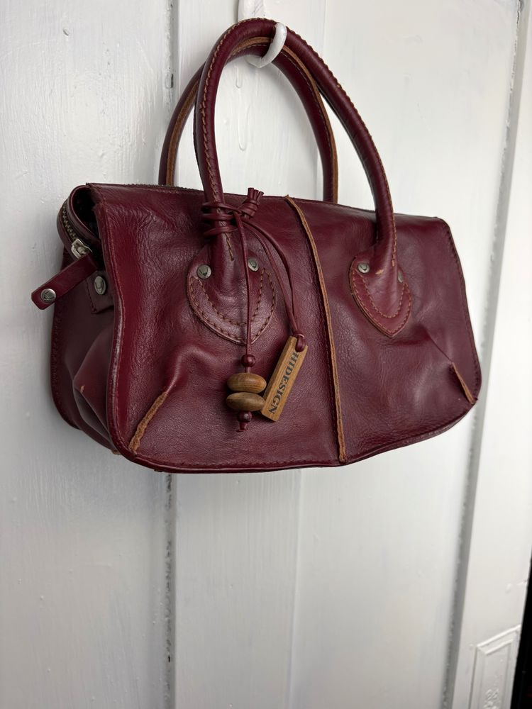 Vintage 90s/00s Burgundy Leather Handbag 3