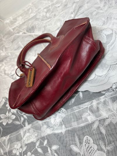 Vintage 90s/00s Burgundy Leather Handbag 4