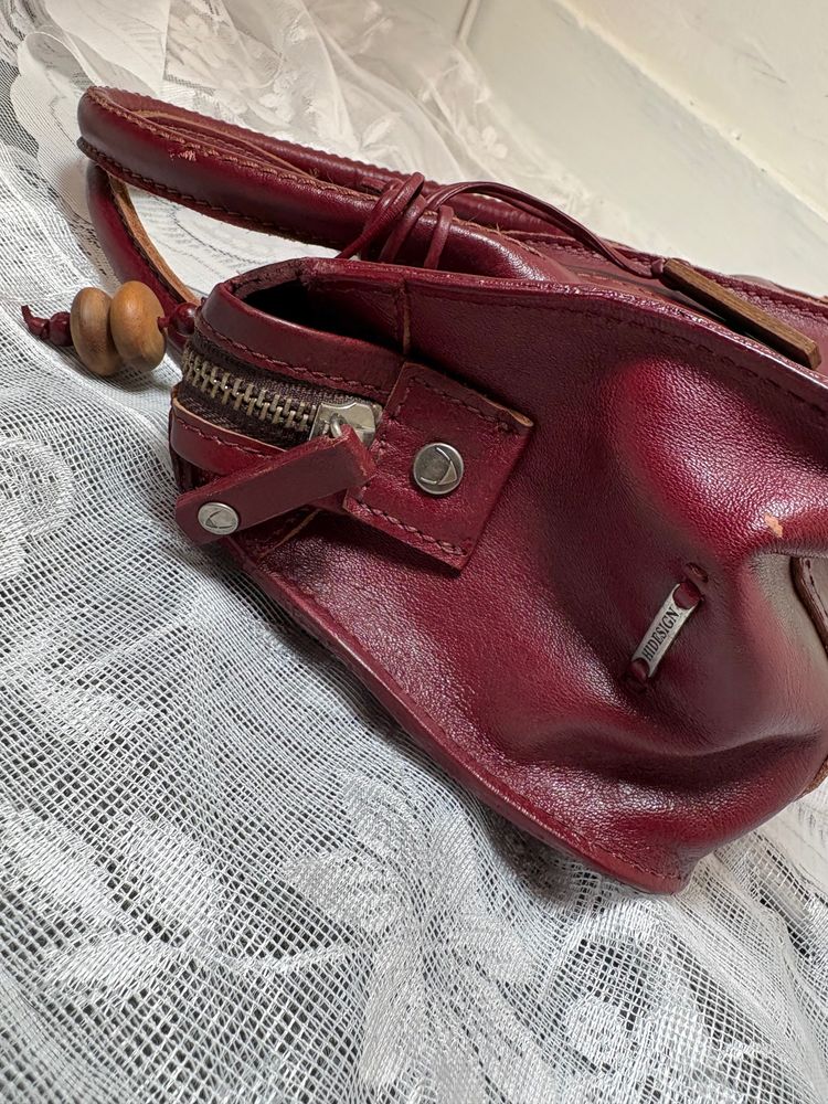 Vintage 90s/00s Burgundy Leather Handbag 5