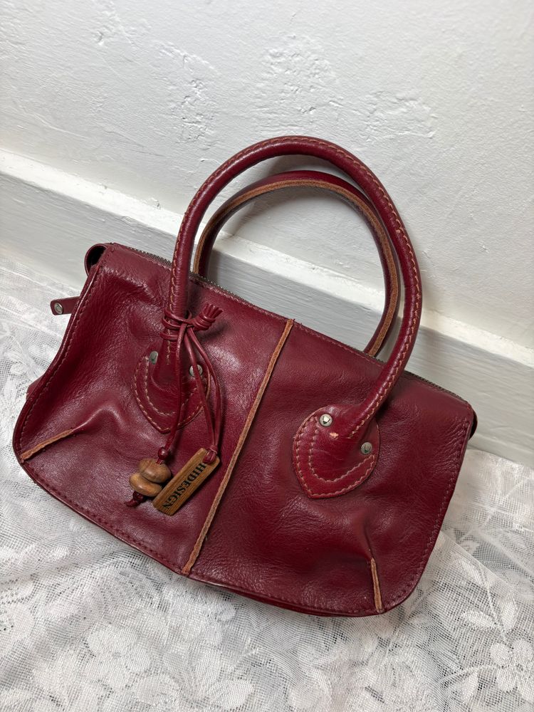 Vintage 90s/00s Burgundy Leather Handbag 1