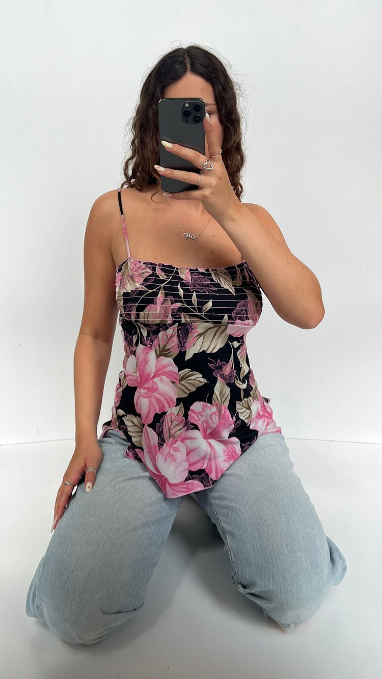 00s pink floral cami- size M image 1