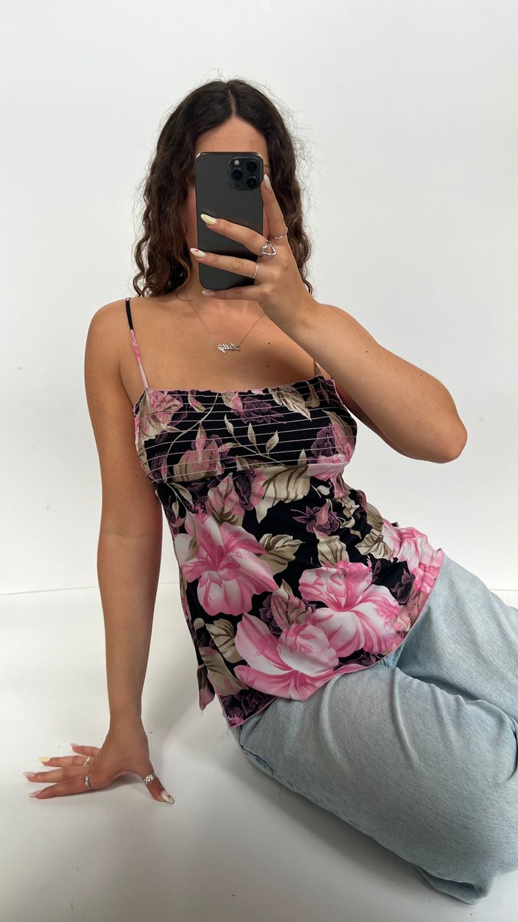 00s pink floral cami- size M image 4