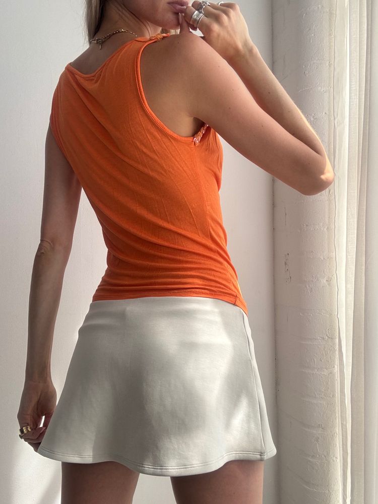 Orange Sleeveless Draped Top 2