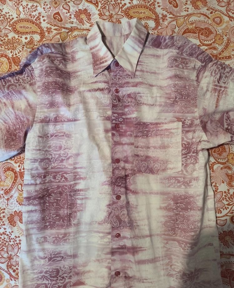 Pink And White Patterned Button-Up Shirt