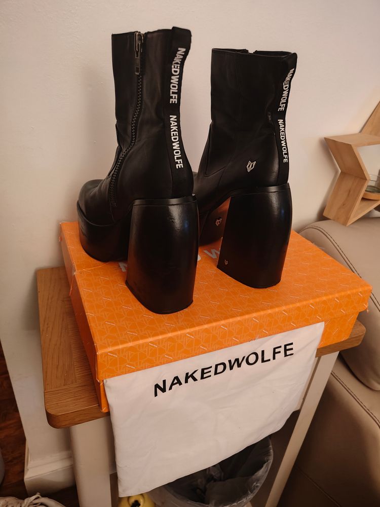 Naked Wolfe Black Platform Ankle Boots