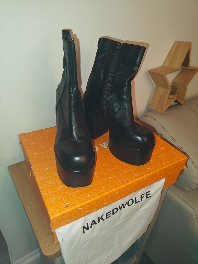 Naked Wolfe Black Platform Ankle Boots image 6
