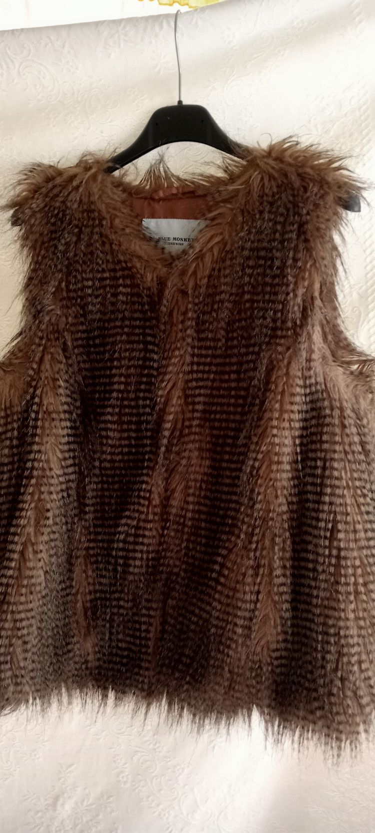 brown faux fur sleeveless vest