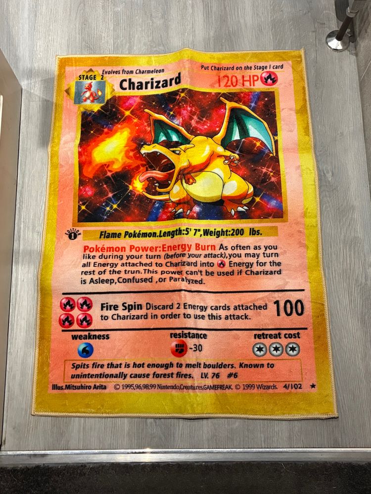 Custom Charizard Pokemon Card rug 