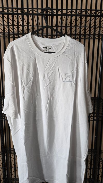 B129 DJK International Script Logo White Tee Brand New