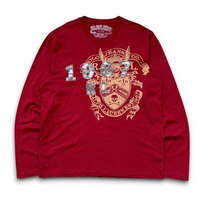 Ralph Lauren 2000's graphic embroidered long sleeve tee (L)