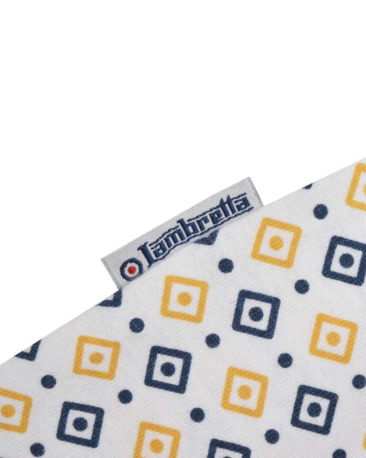 Lambretta Mens White Geometric Print Cotton Polo Shirts 3