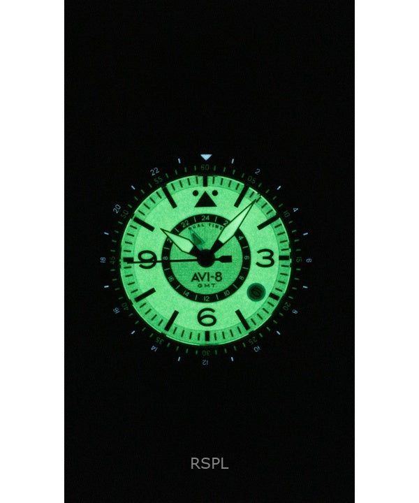 AVI-8 Flyboy Airmaster GMT Leather Strap White Dial Automatic AV-4128-02 Men's Watch imagen 3