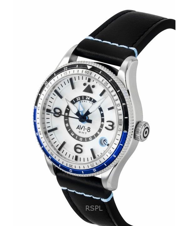 AVI-8 Flyboy Airmaster GMT Leather Strap White Dial Automatic AV-4128-02 Men's Watch imagen 5