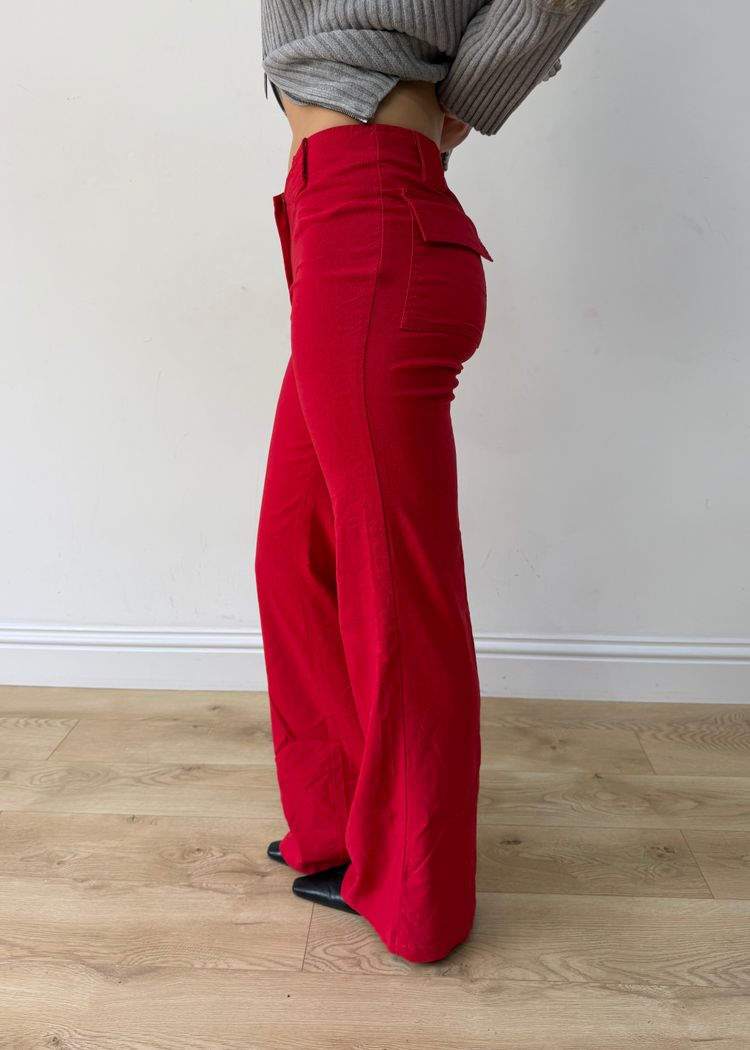 small flap pocket flared trousers image 2