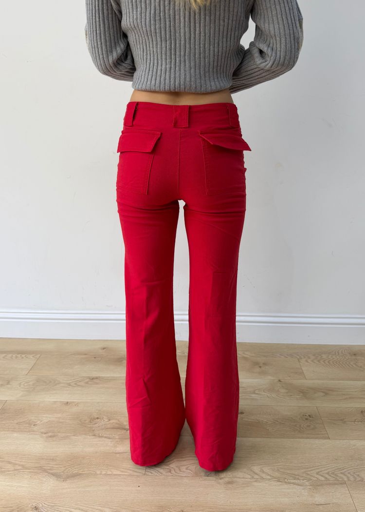small flap pocket flared trousers image 4