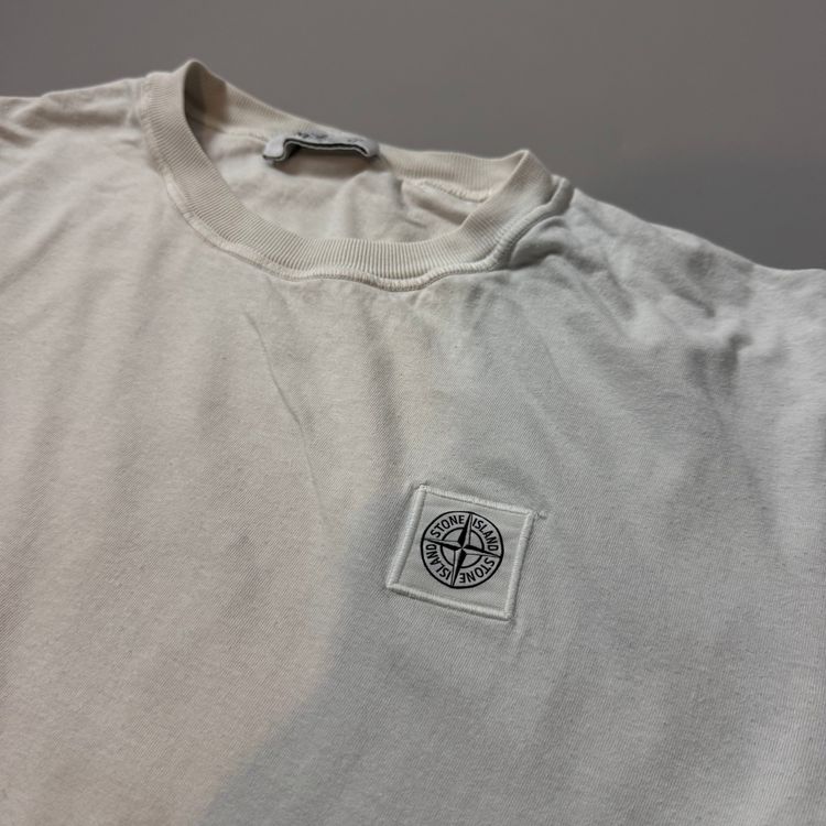 Stone Island White Cotton T-Shirt - Large obraz 4