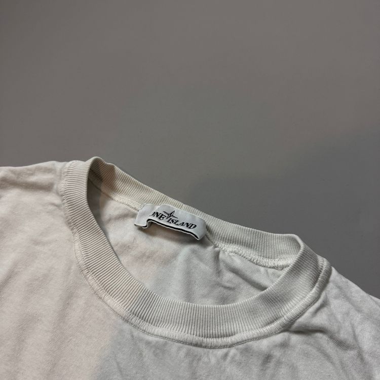 Stone Island White Cotton T-Shirt - Large obraz 2