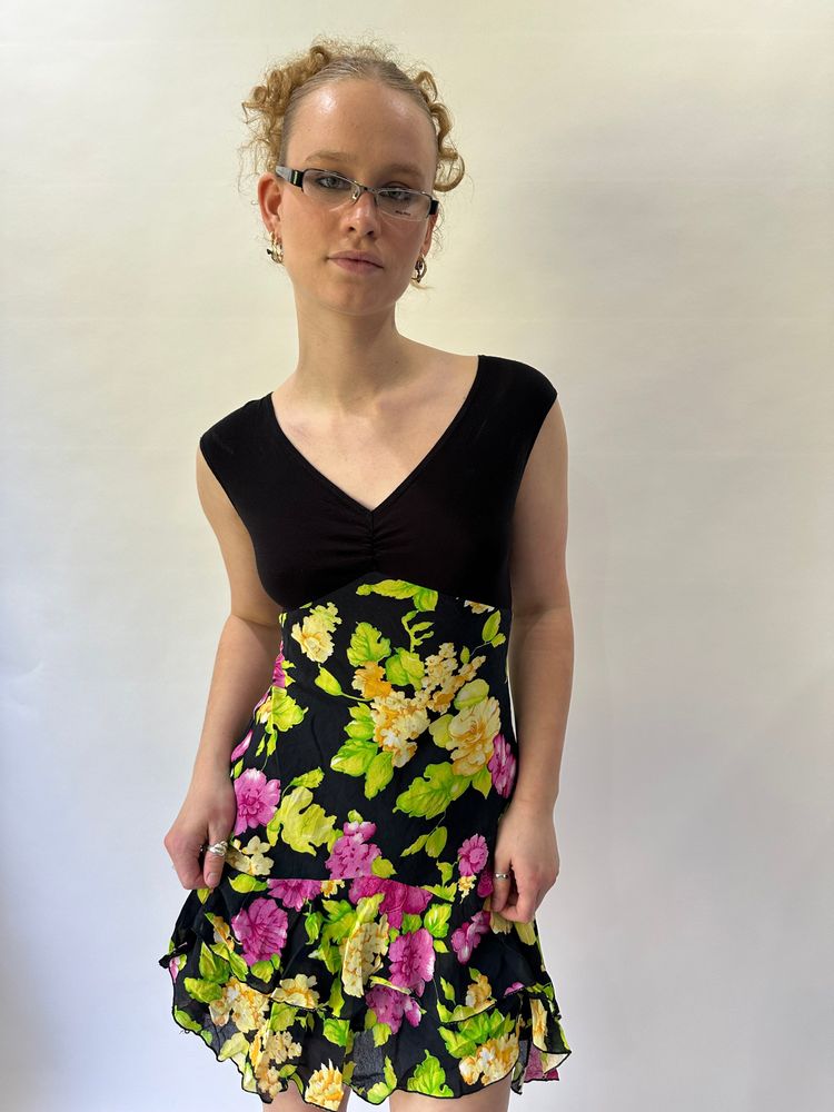 devil wears prada | small black floral mini dress image 1