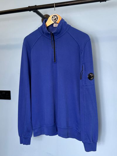 Large C.P. Company Royal Blue Lightweight Quarter Zip Sweatshirt Jumper