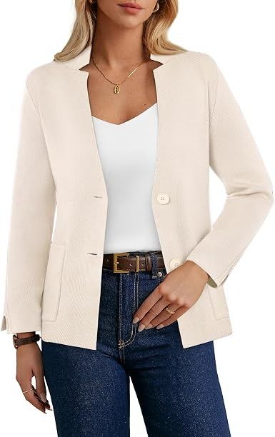Cream Knit Blazer Jacket imagen 1