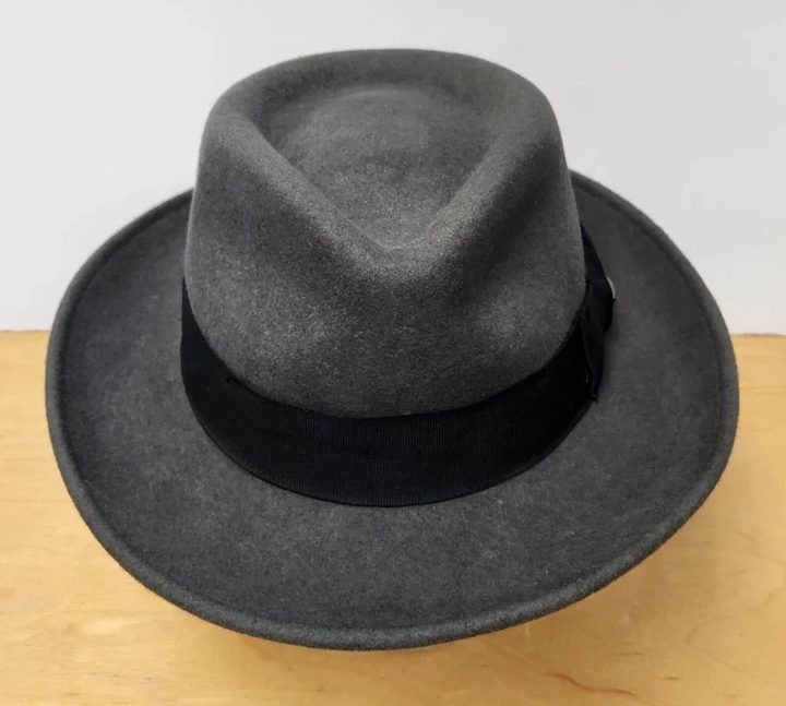 Grey Fedora Hat With Black Band obraz 2
