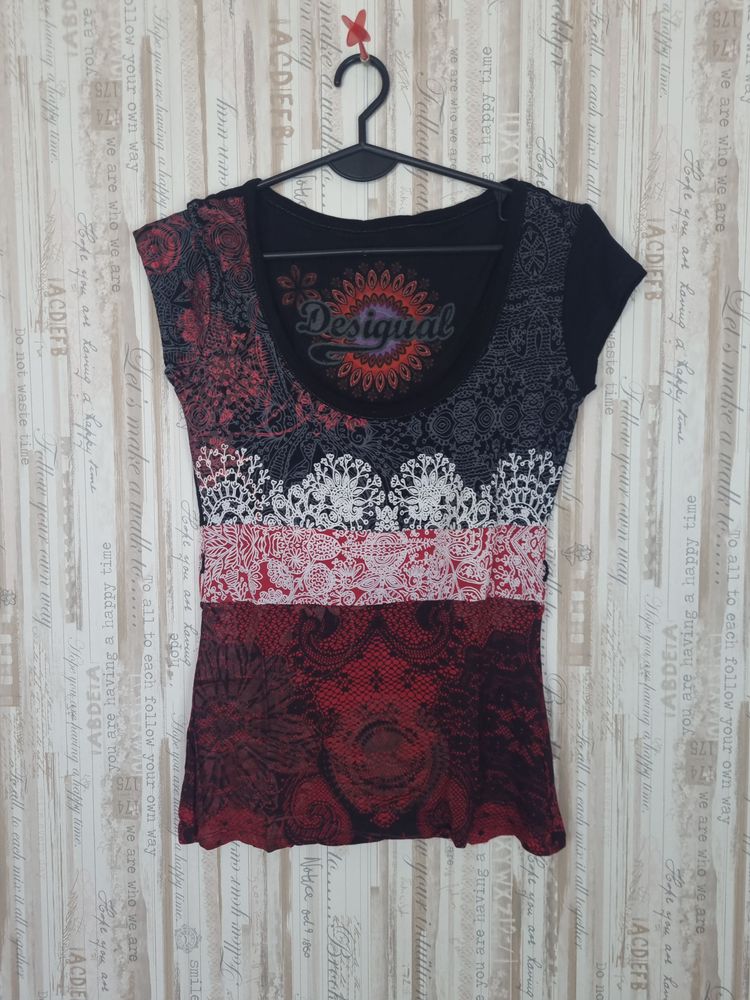 Desigual Women'S Patterned Short Sleeve Top