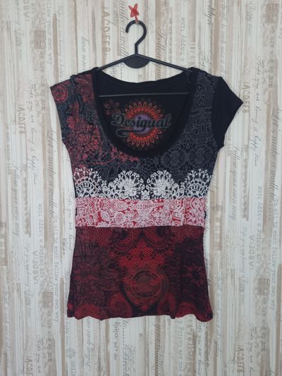Desigual Women'S Patterned Short Sleeve Top