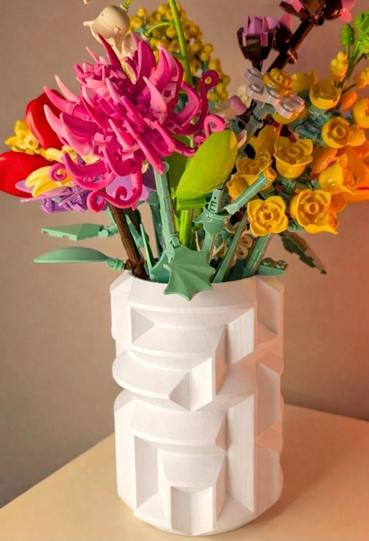 White Flower Vase For Artificial / Lego Flowers