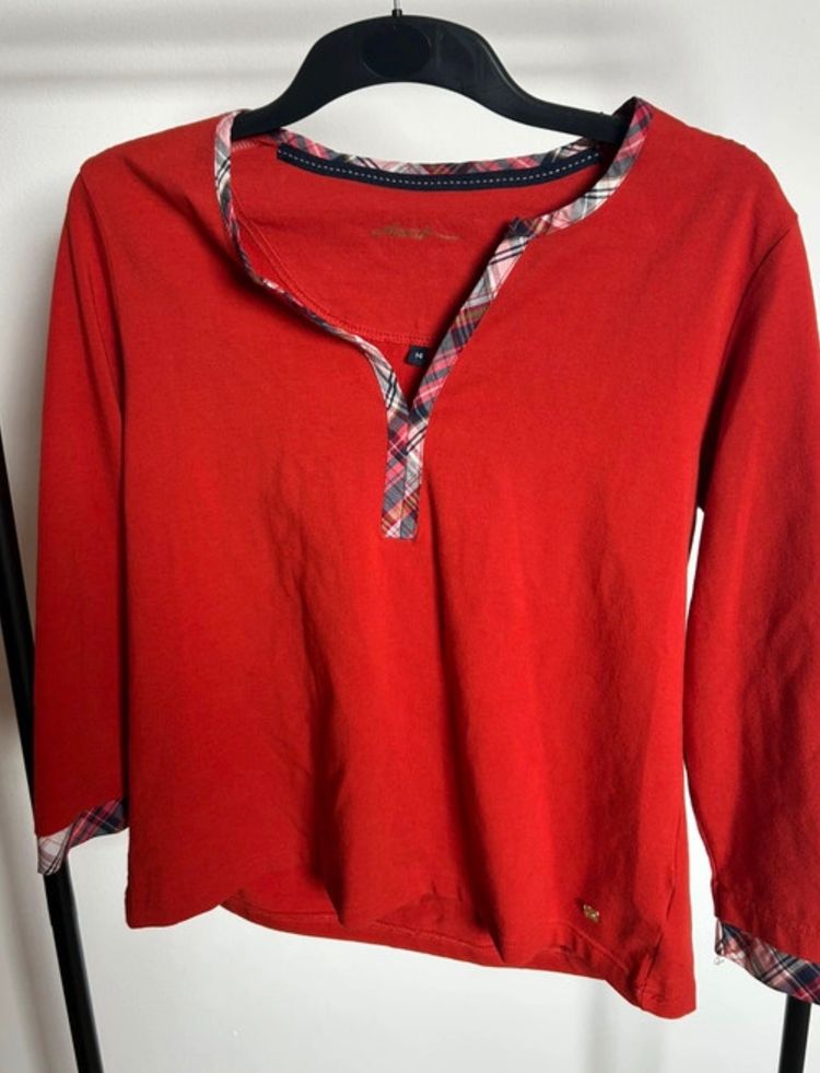 Other Dash Red Long Sleeve Top With Plaid Trim product image