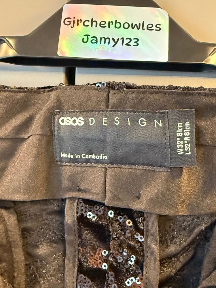 ASOS DESIGN sequin black trousers imagen 4