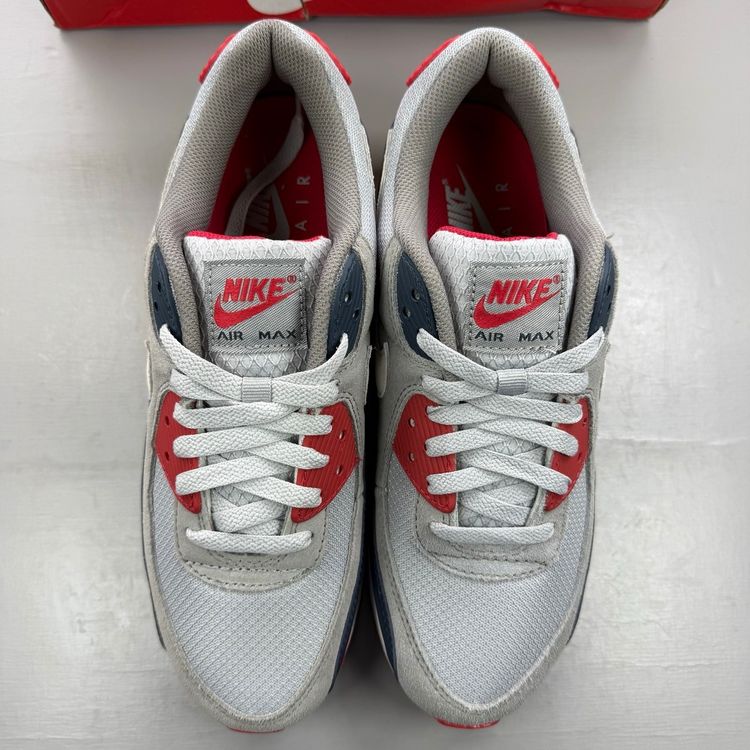 Nike Air Max 90 Size UK 7 USA Light Smoke Grey Red Men's Trainers DM0029-005 image 2