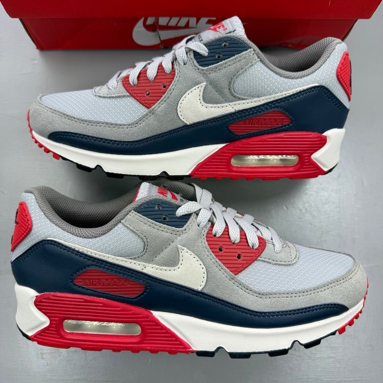 Nike Air Max 90 Size UK 7 USA Light Smoke Grey Red Men's Trainers DM0029-005 image 1